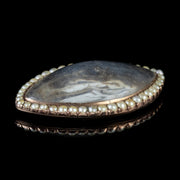 Antique Georgian Sepia Miniature Painting Pearl 18Ct Rose Gold Circa 1830