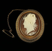 Antique Gold Cameo Brooch With Locket Back 18Ct Gold 1860