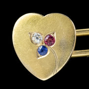 Antique Victorian Heart Cufflinks Ruby Sapphire Diamond 18ct Gold Garrard Box