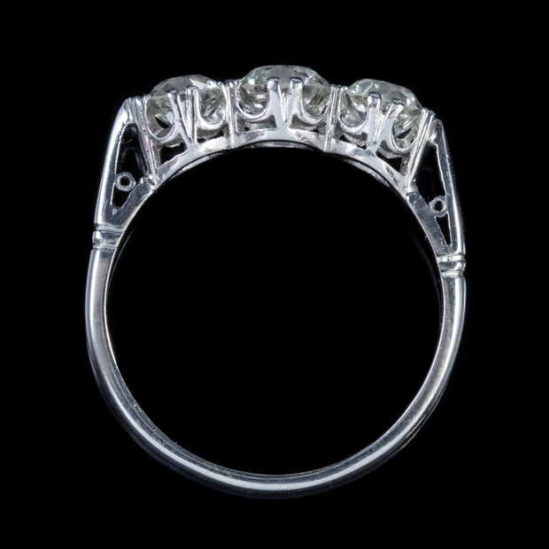 Antique Edwardian Old Cut Diamond Trilogy Ring Platinum 1.69Ct Of Diamond Circa 1918 Cert