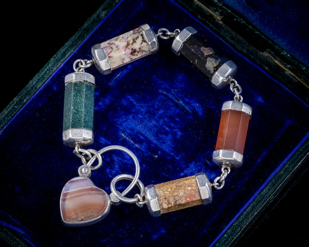 Antique Scottish Victorian Agate Padlock Locket Bracelet Circa 1860