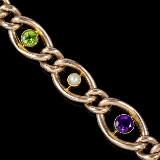 Antique Suffragette Chain Link Bracelet 15Ct Gold Victorian Circa 1900