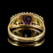 Antique Suffragette Edwardian Gold Ring Amethyst Diamond Peridot Circa 1910