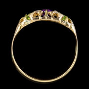 Antique Suffragette Ring Amethyst Peridot Diamond 15Ct Gold Circa 1910
