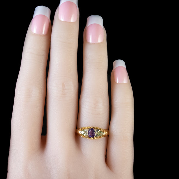 Antique Suffragette Ring Amethyst Peridot Diamond Edwardian Circa 1910