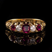 Antique Victorian 0.50Ct Ruby 0.20Ct Diamond Ring 18Ct Gold Circa 1880