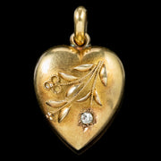 Antique Victorian 15Ct Gold Diamond Heart Pendant Dated 1897