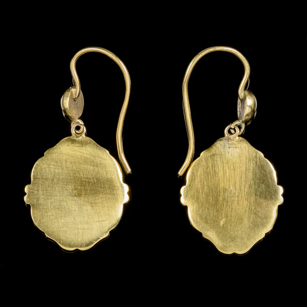 Antique Victorian 18Ct Gold Cherub Drop Earrings Circa 1900