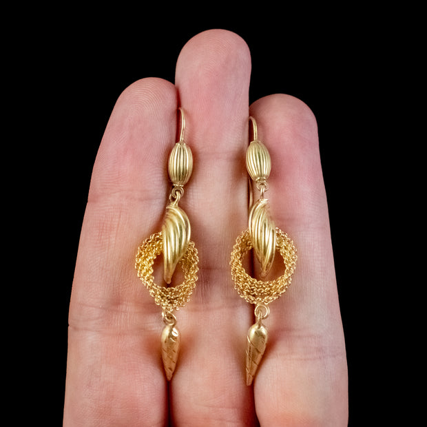 Antique Victorian 18Ct Gold Drop Earrings Circa 1880