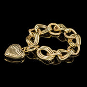Antique Victorian 18Ct Gold On Silver Heart Charm Bracelet Circa 1900