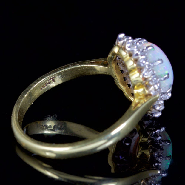 Antique Victorian 2Ct Opal Diamond Ring 18Ct Gold Engagement Ring Circa 1900