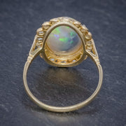 Antique Victorian 6Ct Natural Opal Diamond Cluster Ring 18Ct Gold Circa 1900