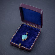 Antique Victorian 8Ct Natural Opal Diamond Heart Pendant Circa 1880