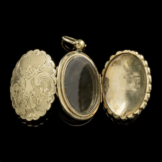 Antique Victorian 9Ct Gold Back And Front Family Locket Circa 1900