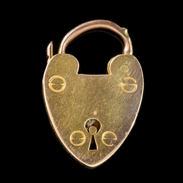Antique Victorian 9Ct Gold Heart Padlock Link Bracelet Circa 1880