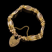Antique Victorian 9Ct Gold Heart Padlock Link Bracelet Circa 1880