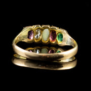 Antique Victorian Adore Ring Amethyst Diamond Opal 15Ct Gold Dated 1872