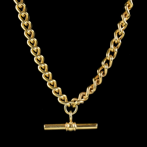 Antique Victorian Albert Chain Necklace 18Ct Gold Gilt Sterling Silver Circa 1900