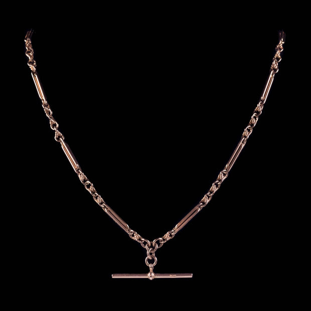 Antique Victorian Albert Chain Necklace Solid 9Ct Gold Circa 1880