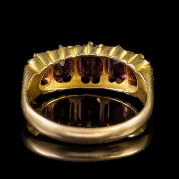 Antique Victorian Almandine Garnet Ring 15Ct Gold Dated 1891