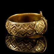 Antique Victorian Belt And Buckle Ring 18Ct Gold Dated 1877
