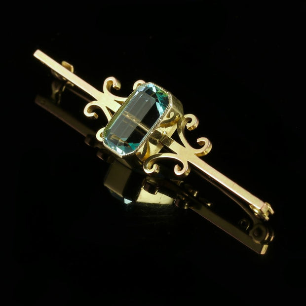 Antique Victorian Blue Paste Gold Brooch