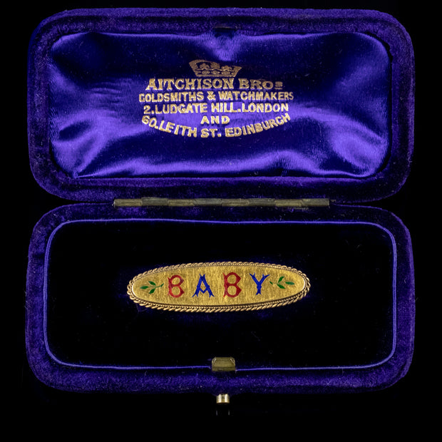 Antique Victorian Baby Christening Brooch open box 2
