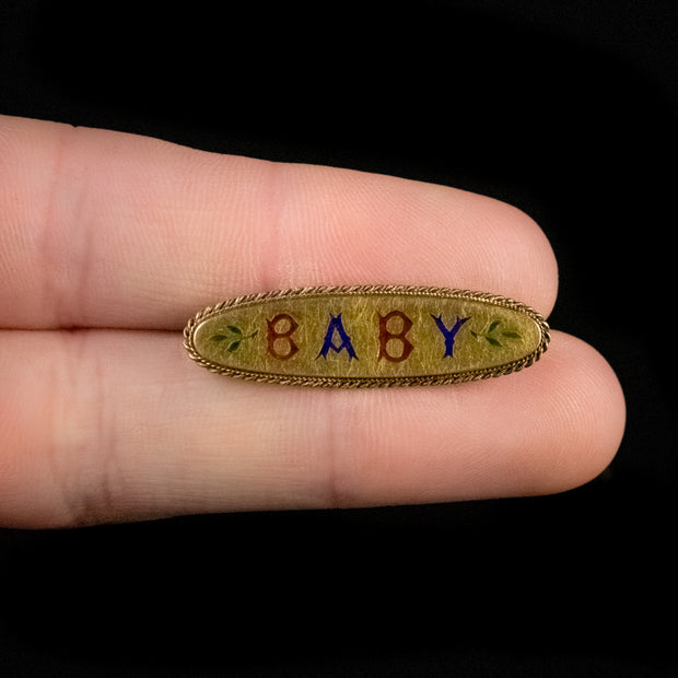 Antique Victorian Baby Christening Brooch hand