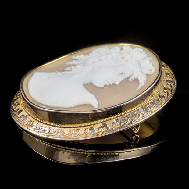 Antique Victorian Cameo Brooch 9ct Gold Frame