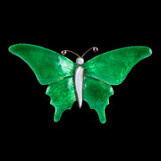 Antique Victorian Butterfly Brooch Green Enamel Ruby Pearl Circa 1890