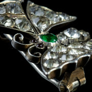 Antique Victorian Butterfly Paste Brooch Silver Circa 1880