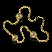 Antique Victorian Cannetille Ball Necklace 18Ct Gilded Gold Chain Circa 1860