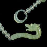 Antique Victorian Serpentine Beaded Necklace Dragon Clasp Circa 1900