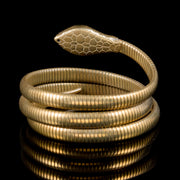 Antique Victorian Coiled Snake Bangle Gold Gilt Circa 1900