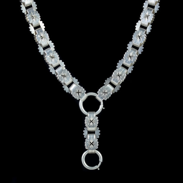 Antique Victorian Collar Necklace Silver Circa 1890