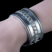 Antique Victorian Cuff Bangle Sterling Silver Dated 1893
