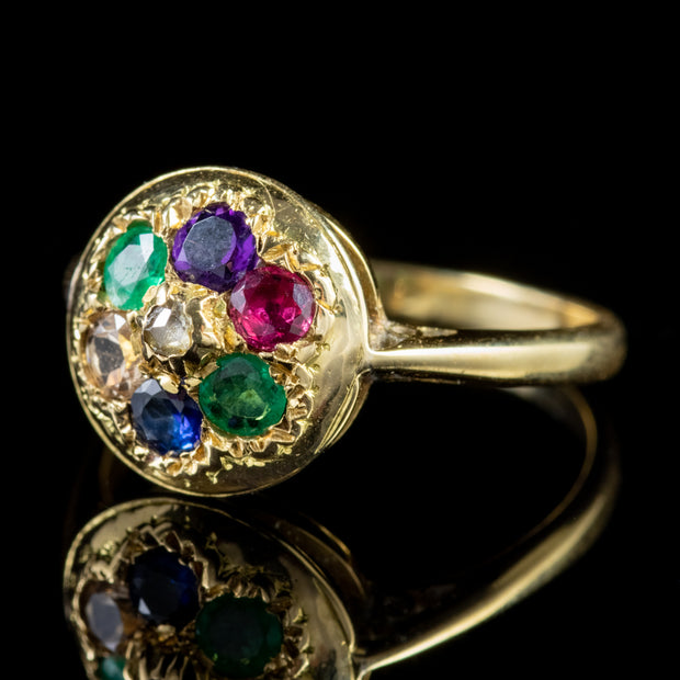 Antique Victorian Dearest Gemstone Ring 18Ct Gold Circa 1880