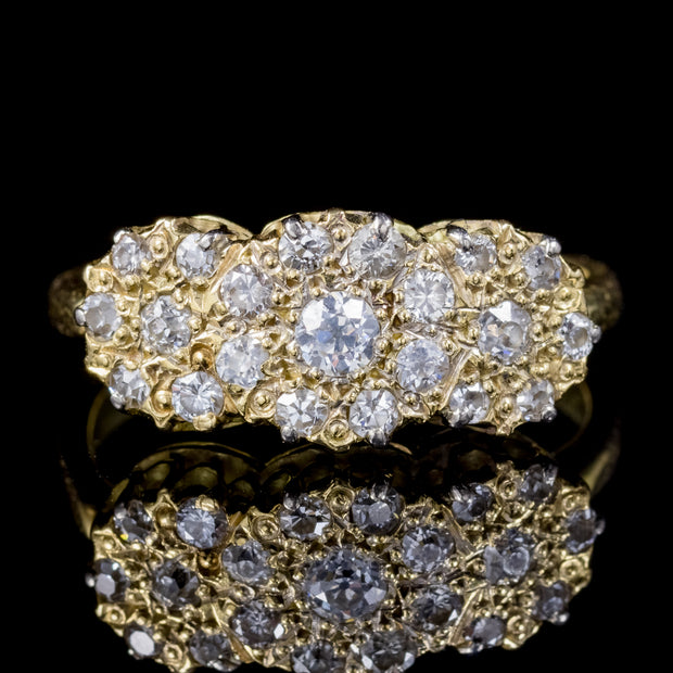 Antique Victorian Diamond Cluster Ring 18Ct Gold 1Ct Of Diamond Circa 1900