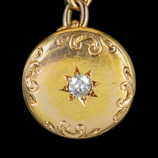 Antique Victorian Diamond Cufflinks 15Ct Gold Circa 1880
