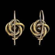 Antique Victorian Diamond Earrings 9Ct Gold Lovers Knot Circa 1900