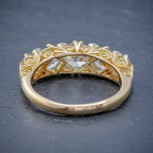 Antique Victorian Diamond Five Stone Ring 18Ct Gold 3.09Ct Diamonds Circa 1900 Cert