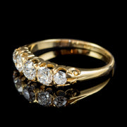 Antique Victorian Diamond Five Stone Ring 1Ct Old Cut Diamonds 15Ct Gold Circa 1900