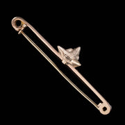 Antique Victorian Diamond Fox Pin Brooch 9Ct Gold Circa 1900