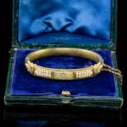 Antique Victorian Diamond Pearl Bangle 15Ct Gold Dated 1900