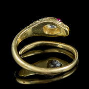 Antique Victorian Diamond Snake Ring 18Ct Gold Ruby Eyes Circa 1880