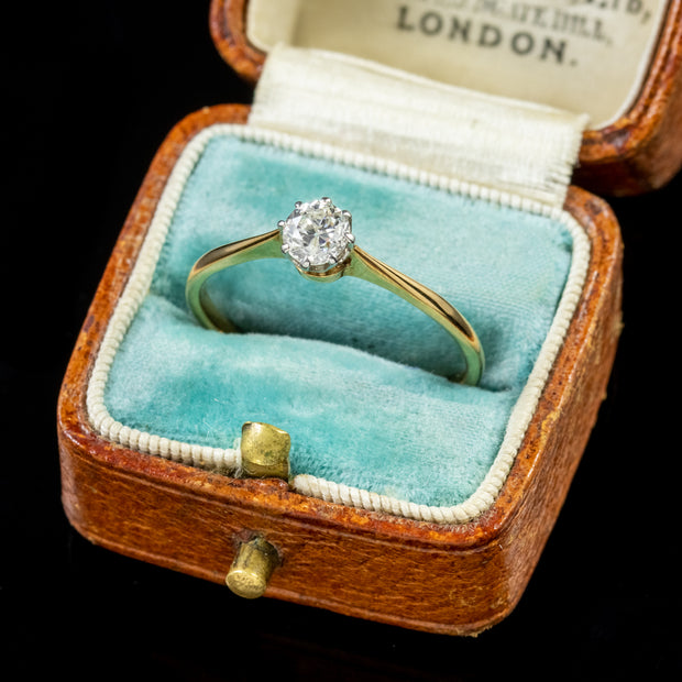 Antique Victorian Diamond Solitaire Engagement Ring 18Ct Gold Circa 1900