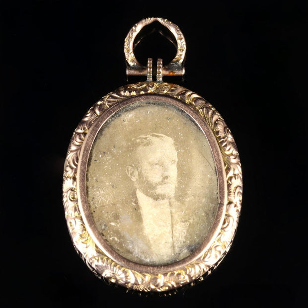 Antique Victorian Double Picture Locket Gold Circa 1890