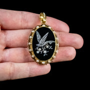 Antique Victorian Dove Locket Onyx Diamond Pearl 18Ct Gold Circa 1880