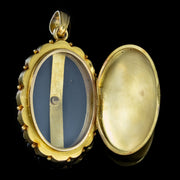 Antique Victorian Dove Locket Onyx Diamond Pearl 18Ct Gold Circa 1880