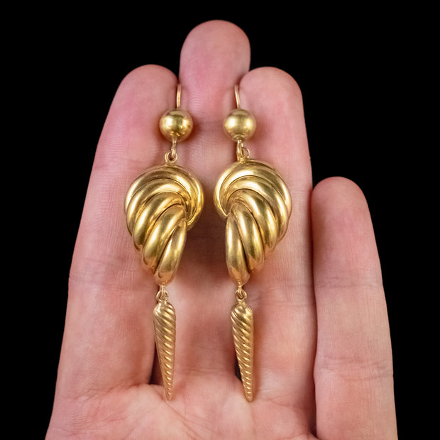 Antique Victorian Drop Earrings 15Ct Gold Circa 1880